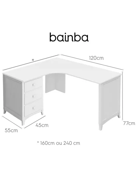 Medidas secretária lateral  esquerdo opcional (com pés)