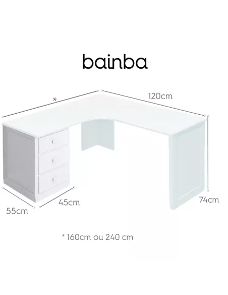 Medidas secretária lateral esquerdo opcional (sem pés)