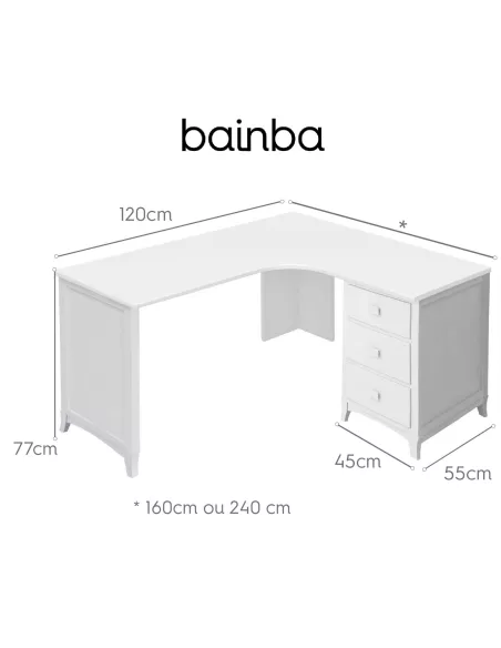 Medidas secretária lateral direito opcional (com pés)