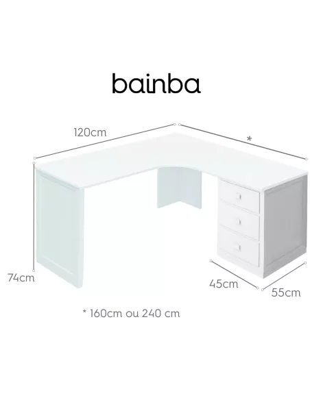 Medidas secretária lado direito opcional (sem pés)