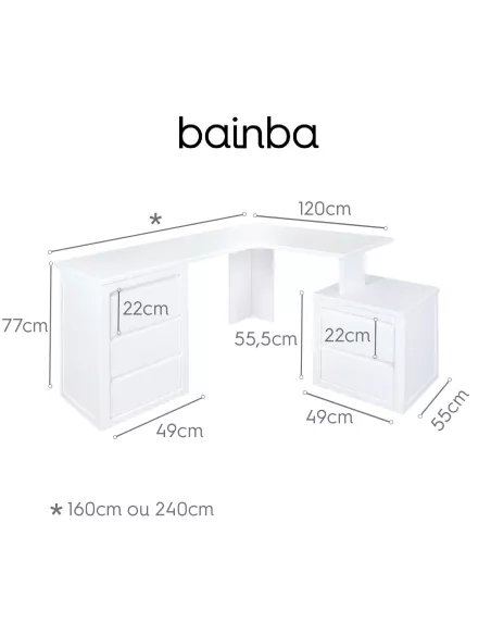 Secretária lateral esquerdo opcional/ mesinha duas gavetas