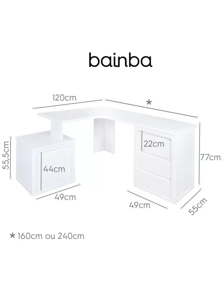 Secretária lateral direito opcional/mesinha uma gaveta