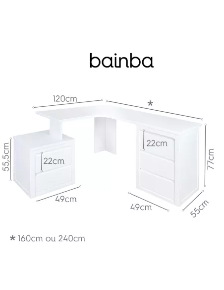 Secretária lateral direito opcional/ mesinha duas gavetas