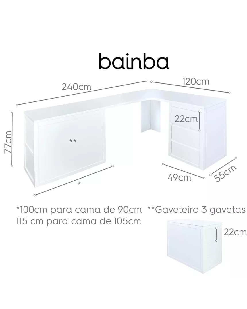 Secretária de canto con gaveteiros Lineal 2