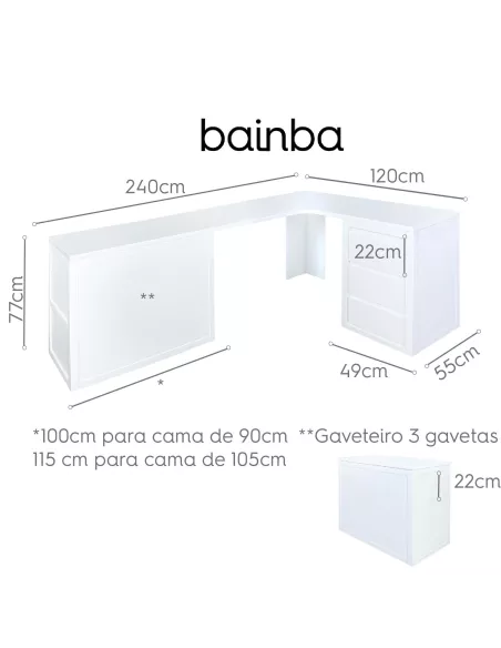 Secretária lado esquero mais longo