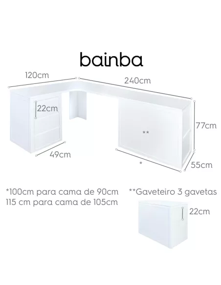 Secretária lado esquerdo mais  longo