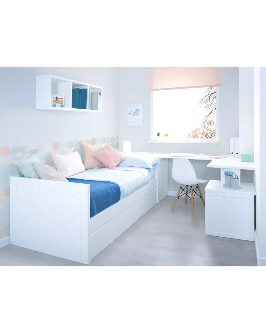 Secretária de canto com gaveteiro e mesinha Lineal 2