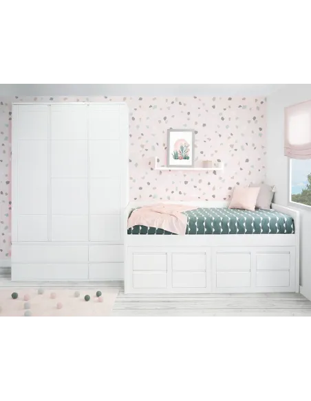 Quarto juvenil compacto Lineal. 8 gavetas