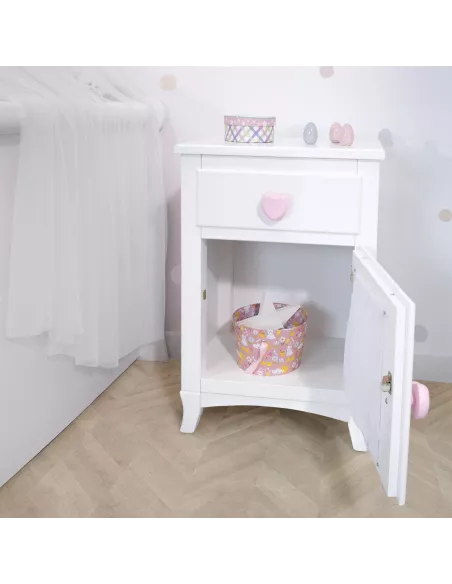 Mesa de cabeceira infantil com cortina