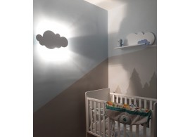 Candeeiro Nuvem infantil e estante nuvem azul infantil.  