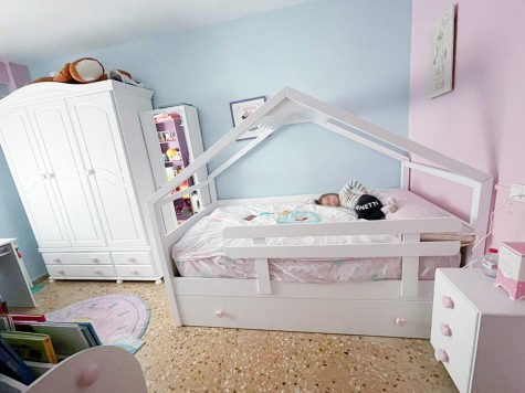 Cama dupla Casinha Branca. Telhado