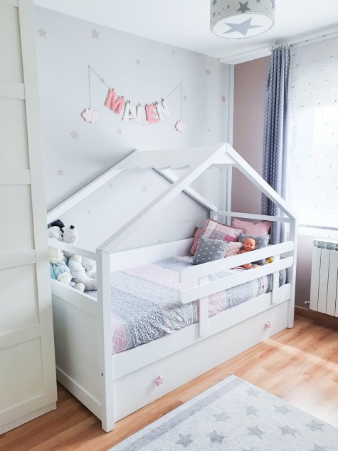 Cama dupla Casinha Branca. Telhado