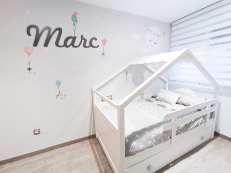 Cama dupla Casinha Branca. Telhado