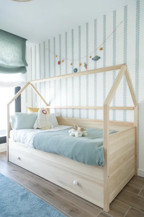 Cama dupla Casinha madeira natural