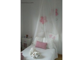 Cabeceira infantil Anastasia Borboletas + Mesa de cabeceira com cortina 